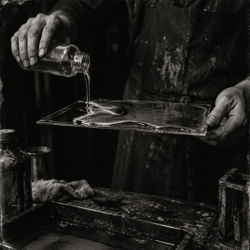 Pour — wet plate collodion process